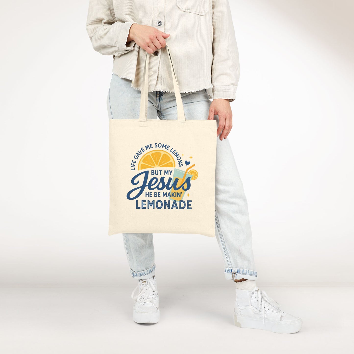 Life Gave Me Lemons But My Jesus Makes Lemonade Canvas Tote Bag