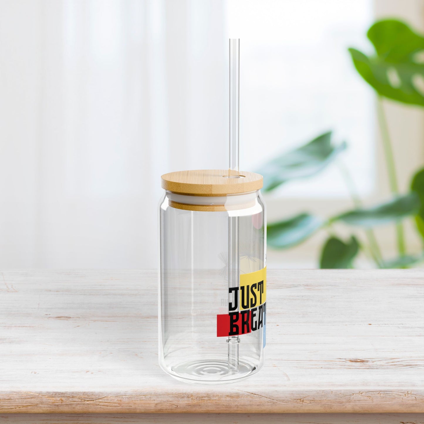 Just Breathe Sipper Glass with Bamboo Lid & Straw - 16 oz