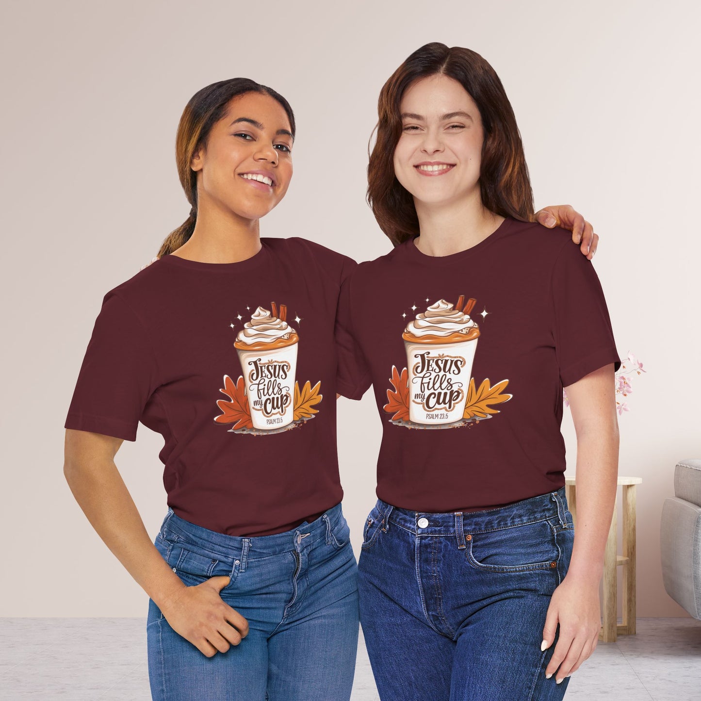 Jesus Fills My Cup Soft Cotton Tee - Fall Christian Tee