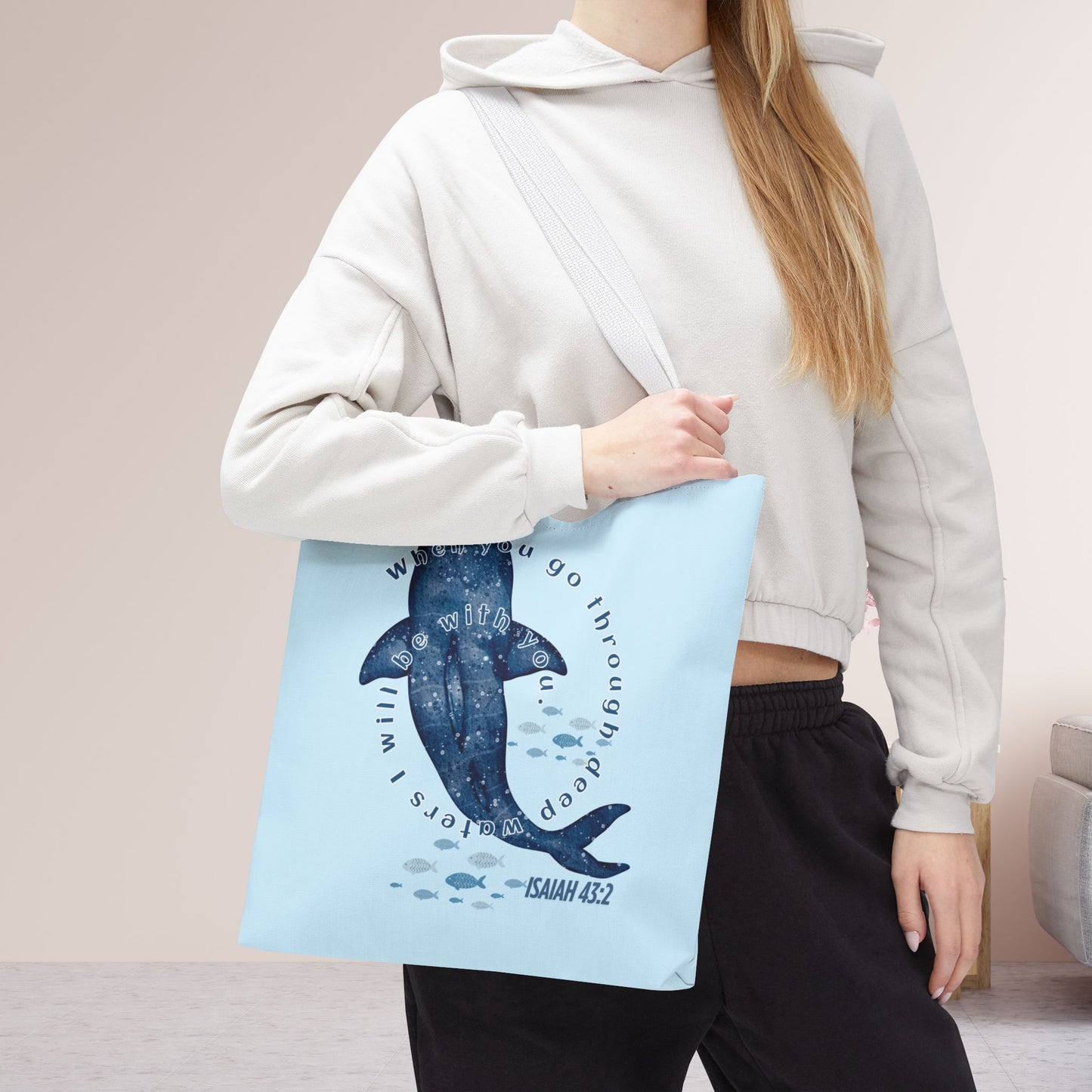 When You Go Through Deep Waters Tote Bag - Christian Tote Bag