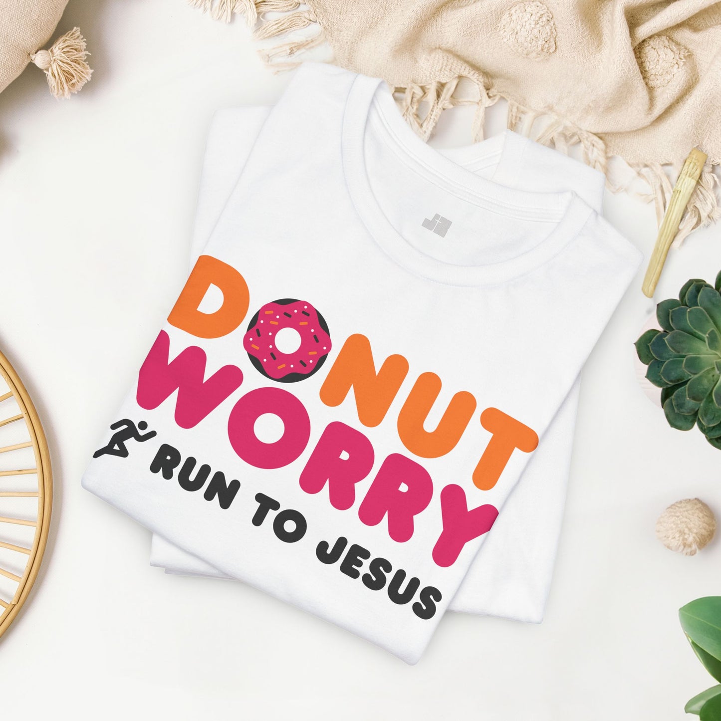 Donut Worry Run to Jesus Soft Cotton Tee