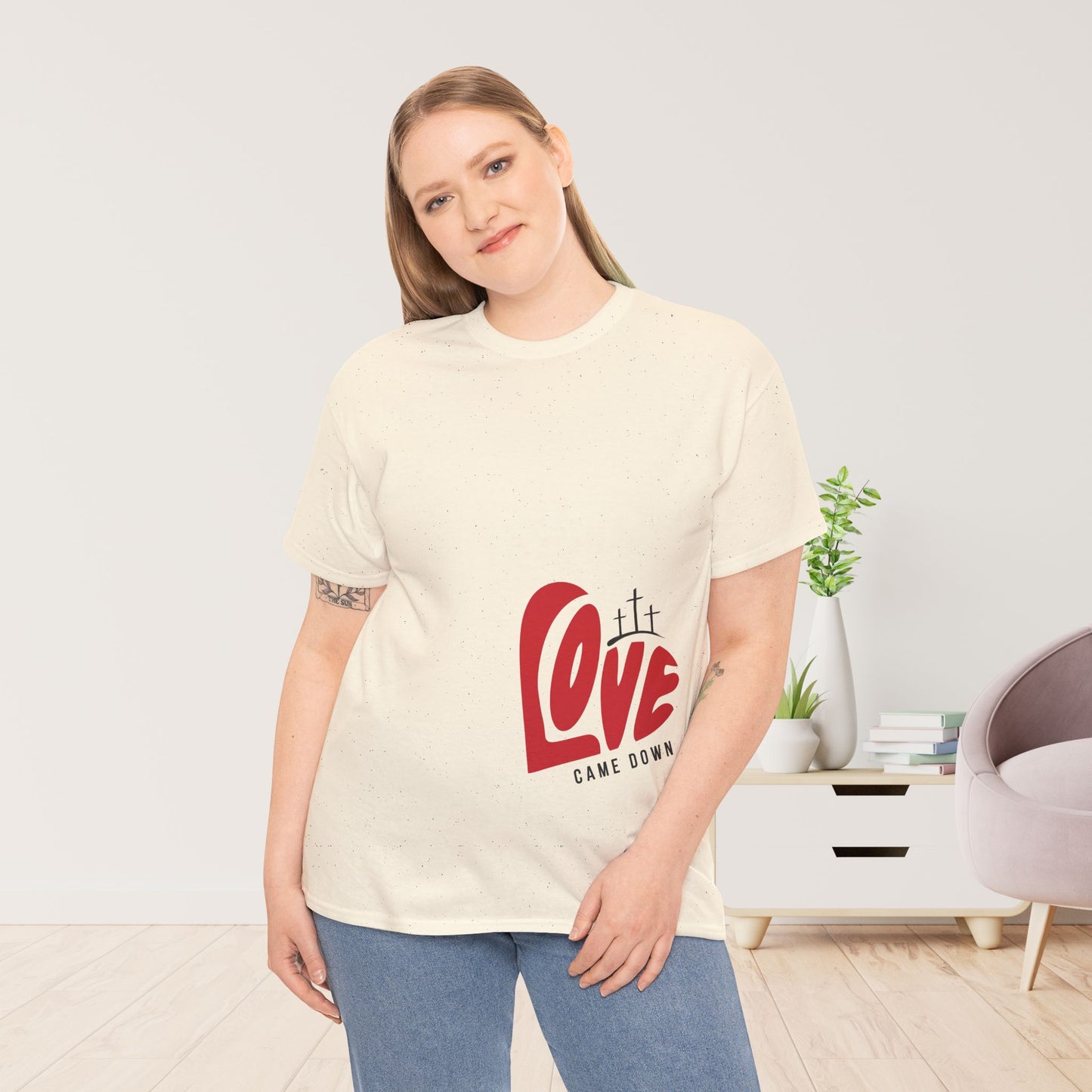 Love Came Down Heavy Cotton Tee - Luke 2:11