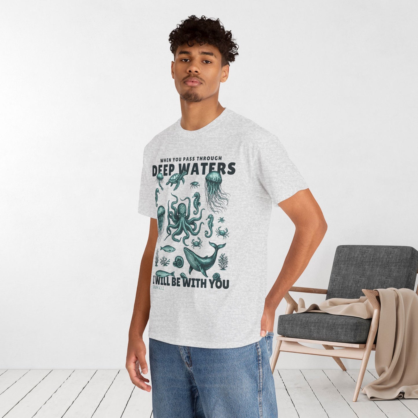 I Will Be With You Heavy Cotton Tee - Isaiah 43:2