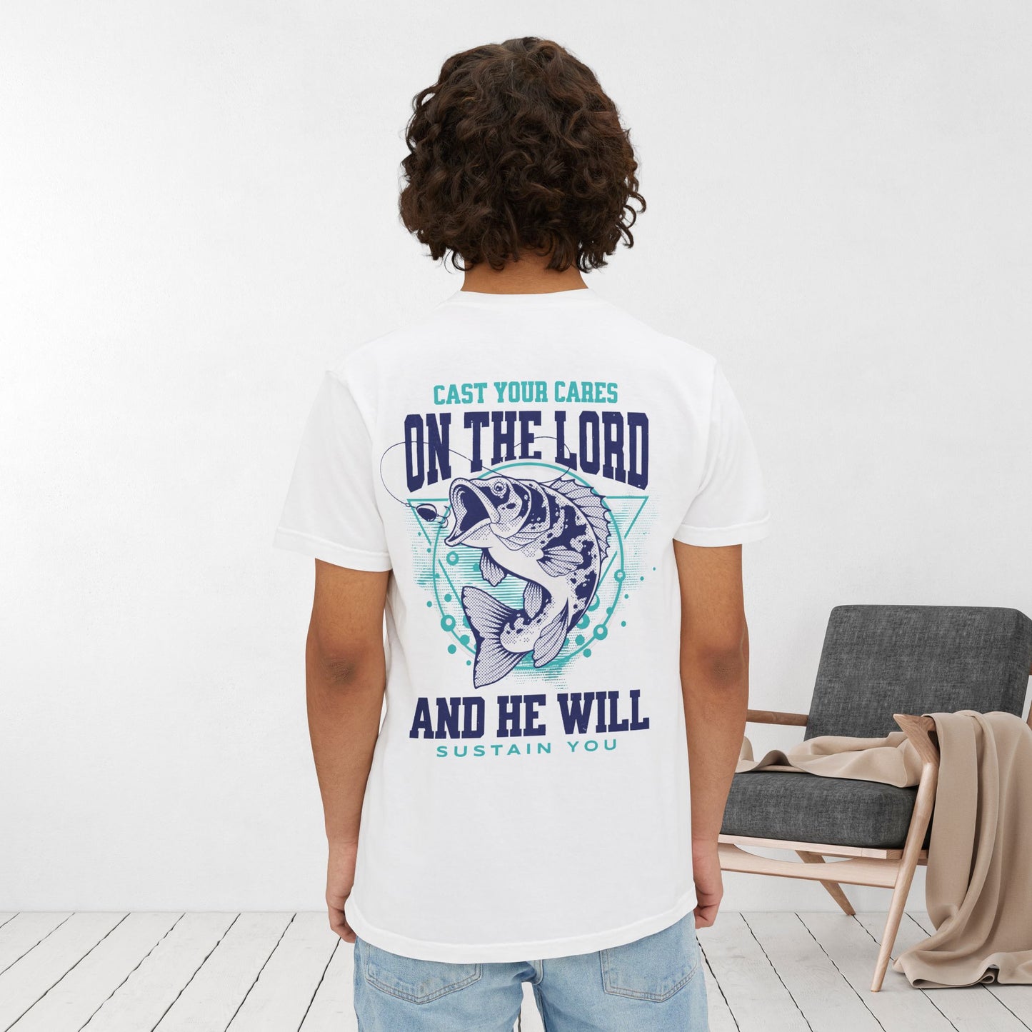 Cast Your Cares on The Lord Comfort Colors Pocket T-Shirt