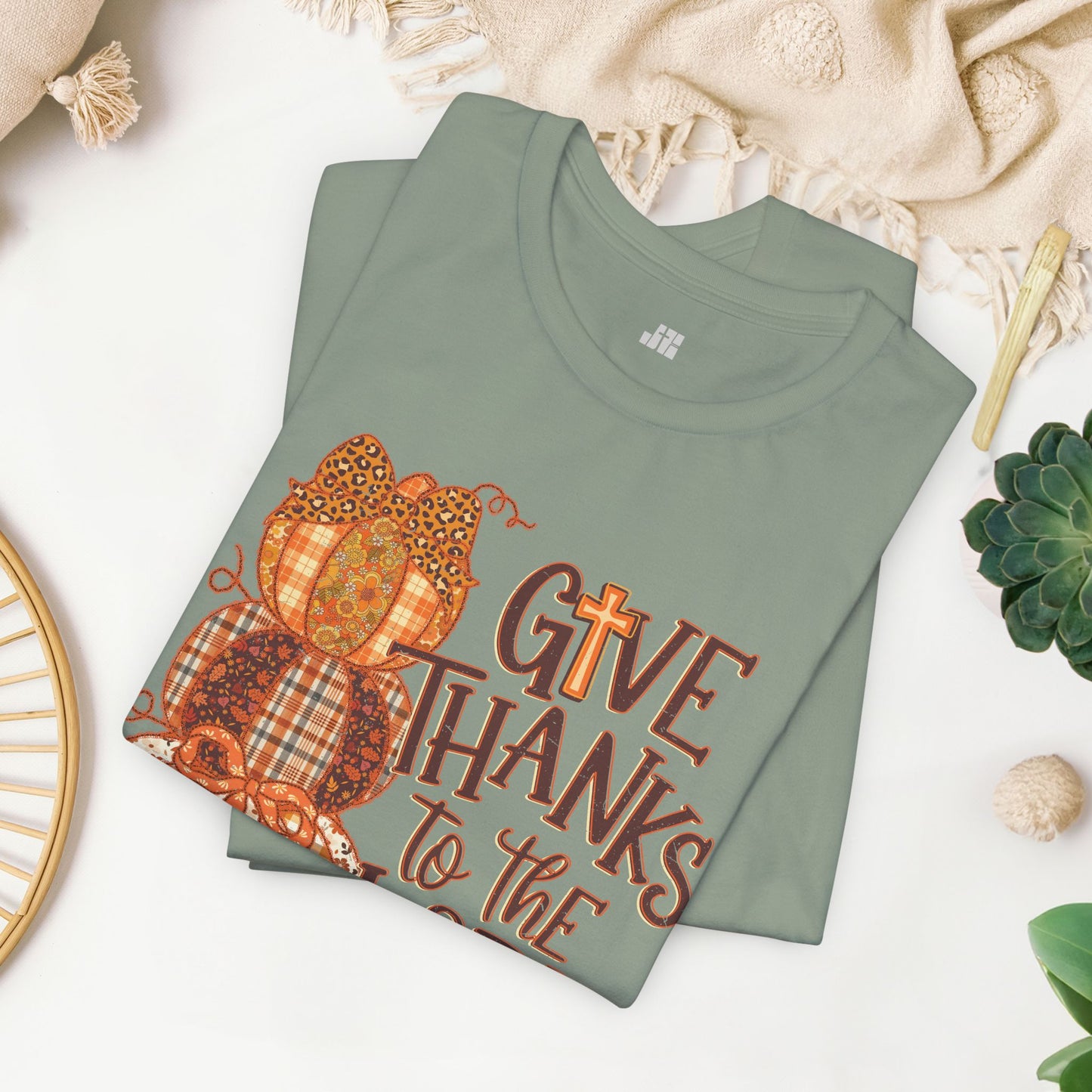 Give Thanks to The Lord Soft Cotton Tee - Fall Christian Tee
