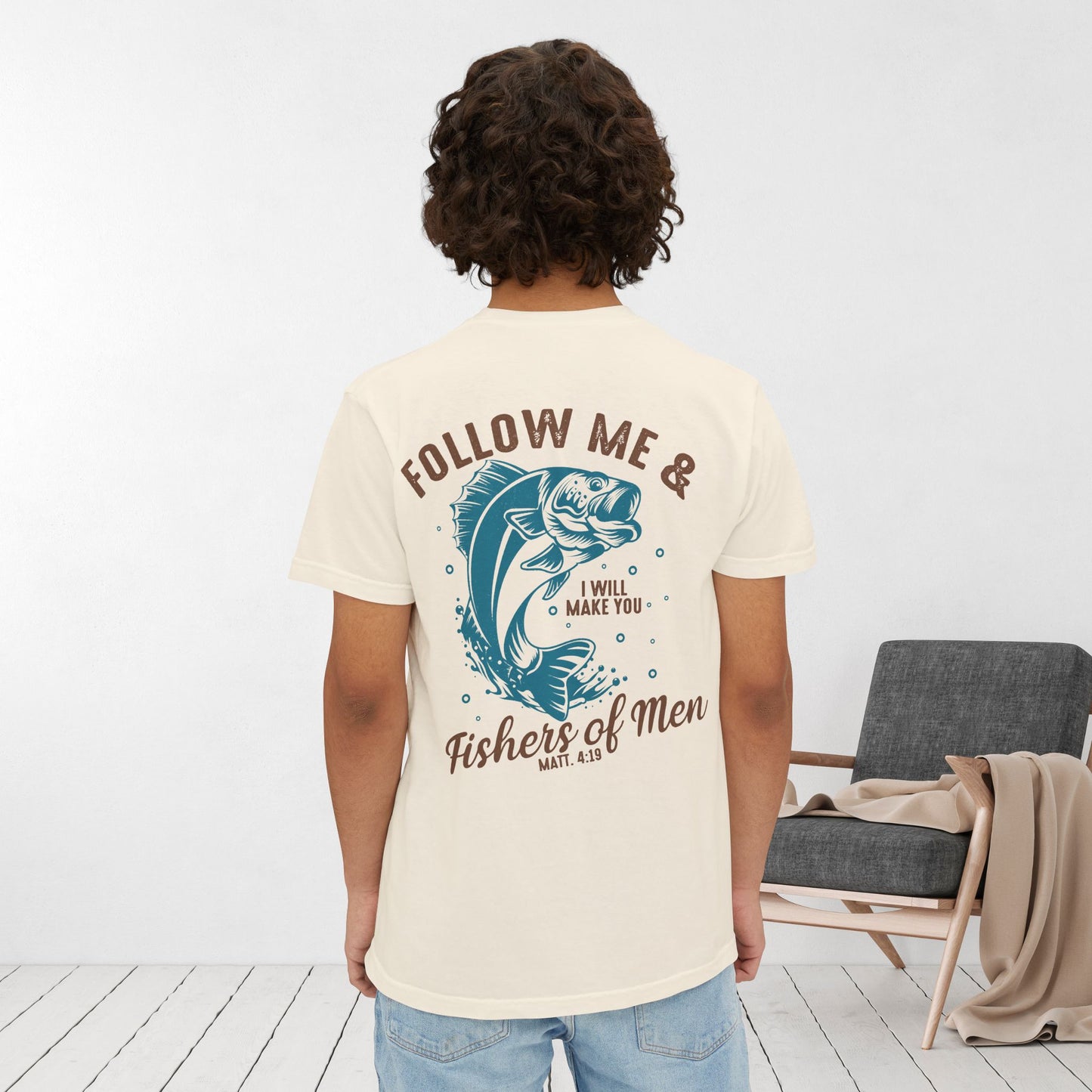 Follow Me & I Will Make You Fishers of Men Comfort Colors Pocket T-Shirt