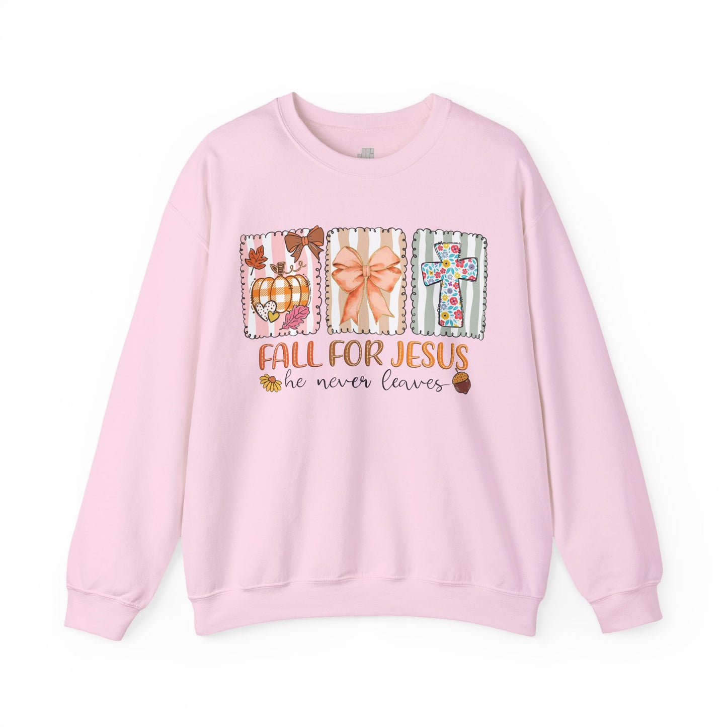 Fall For Jesus He Never Leaves Christian Sweatshirt - Christian Pullover