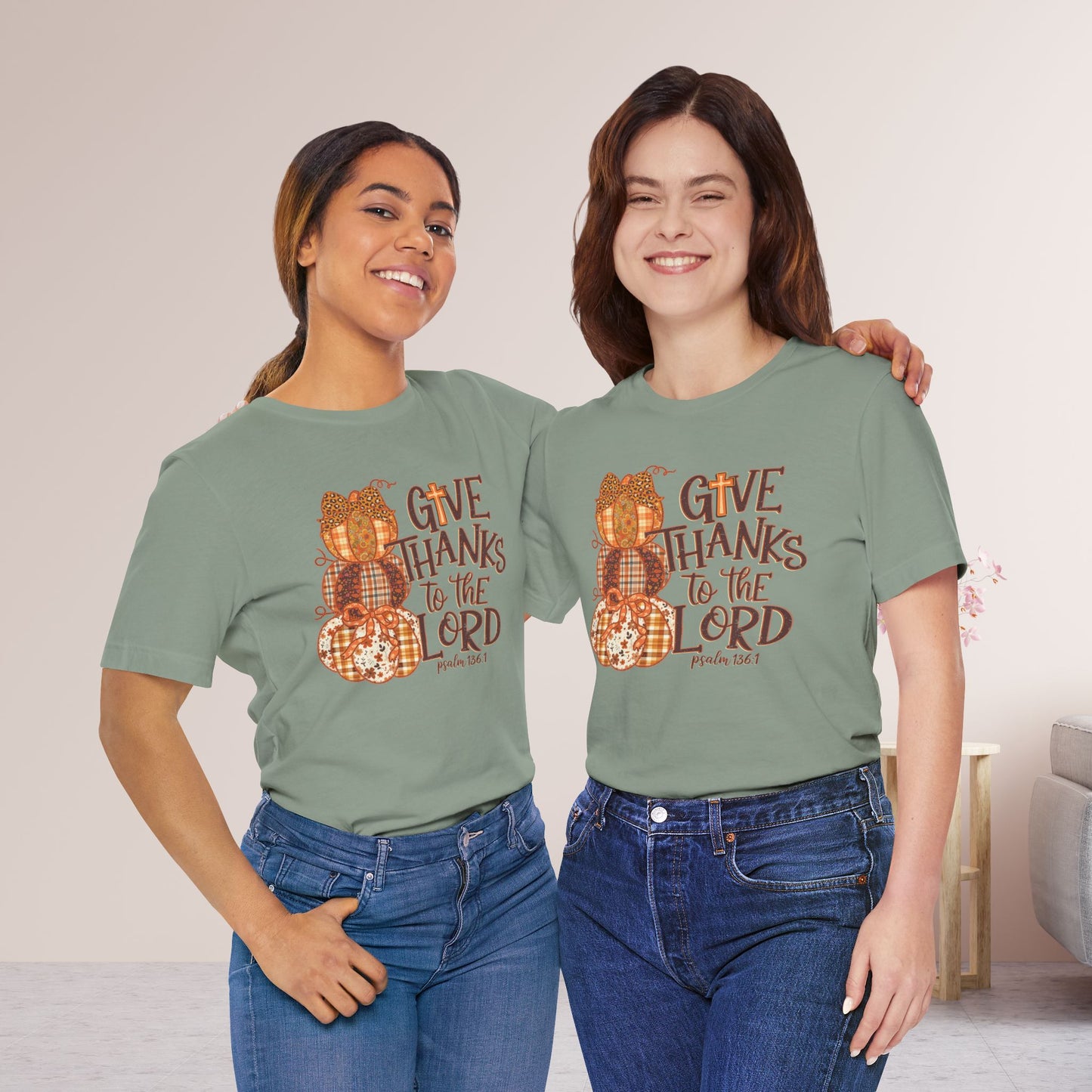 Give Thanks to The Lord Soft Cotton Tee - Fall Christian Tee