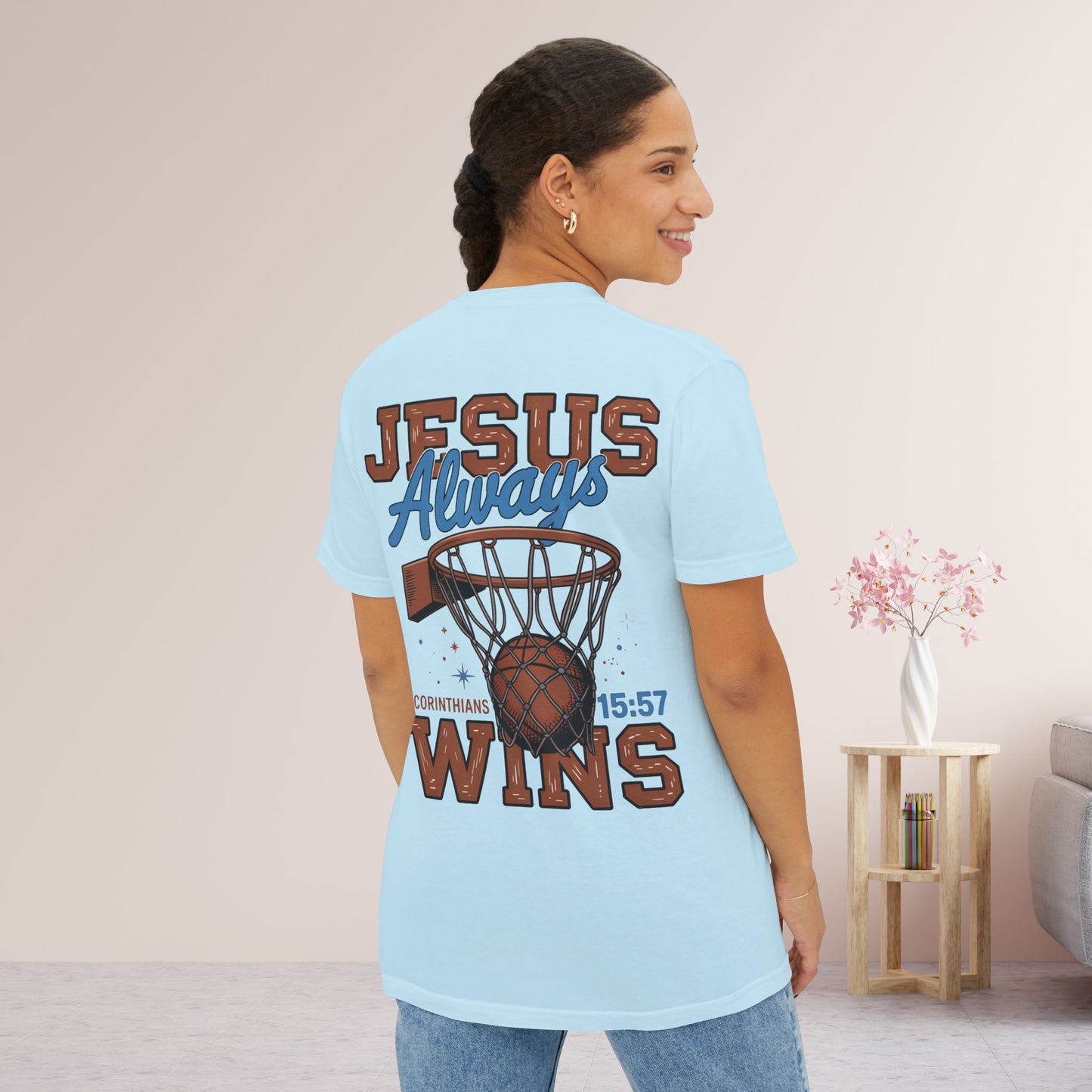 Jesus Always Wins Comfort Colors Pocket T-Shirt