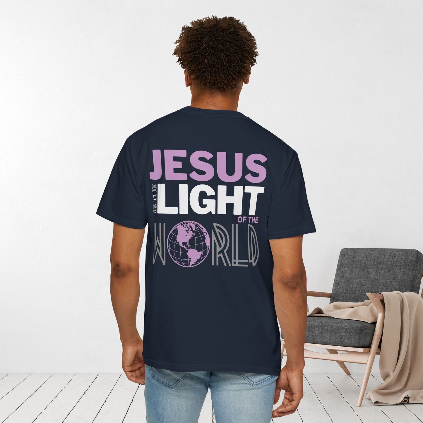 Jesus is the Light of the World Comfort Colors Shirt - John 8:12 Bible Verse Christian Shirt