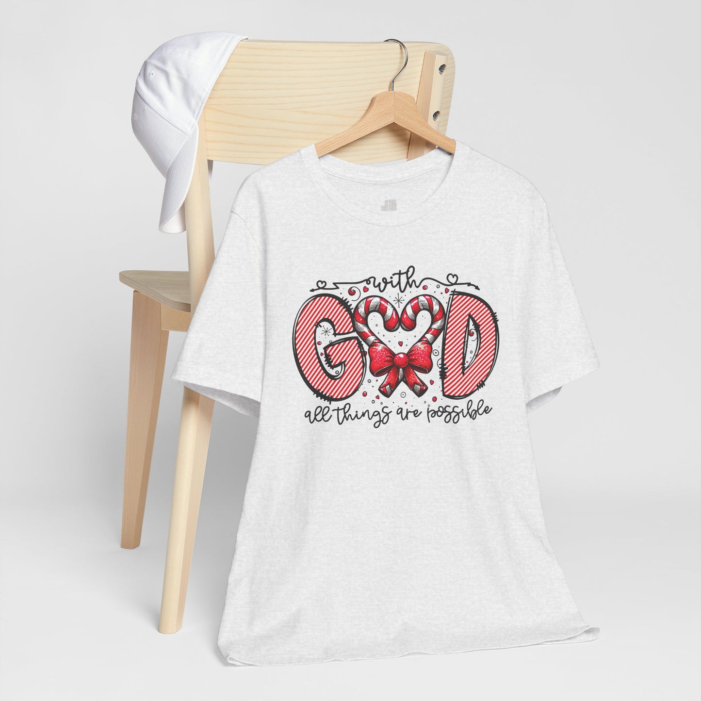 With God All Things Are Possible Christmas Soft Cotton Tee - Christian Shirt