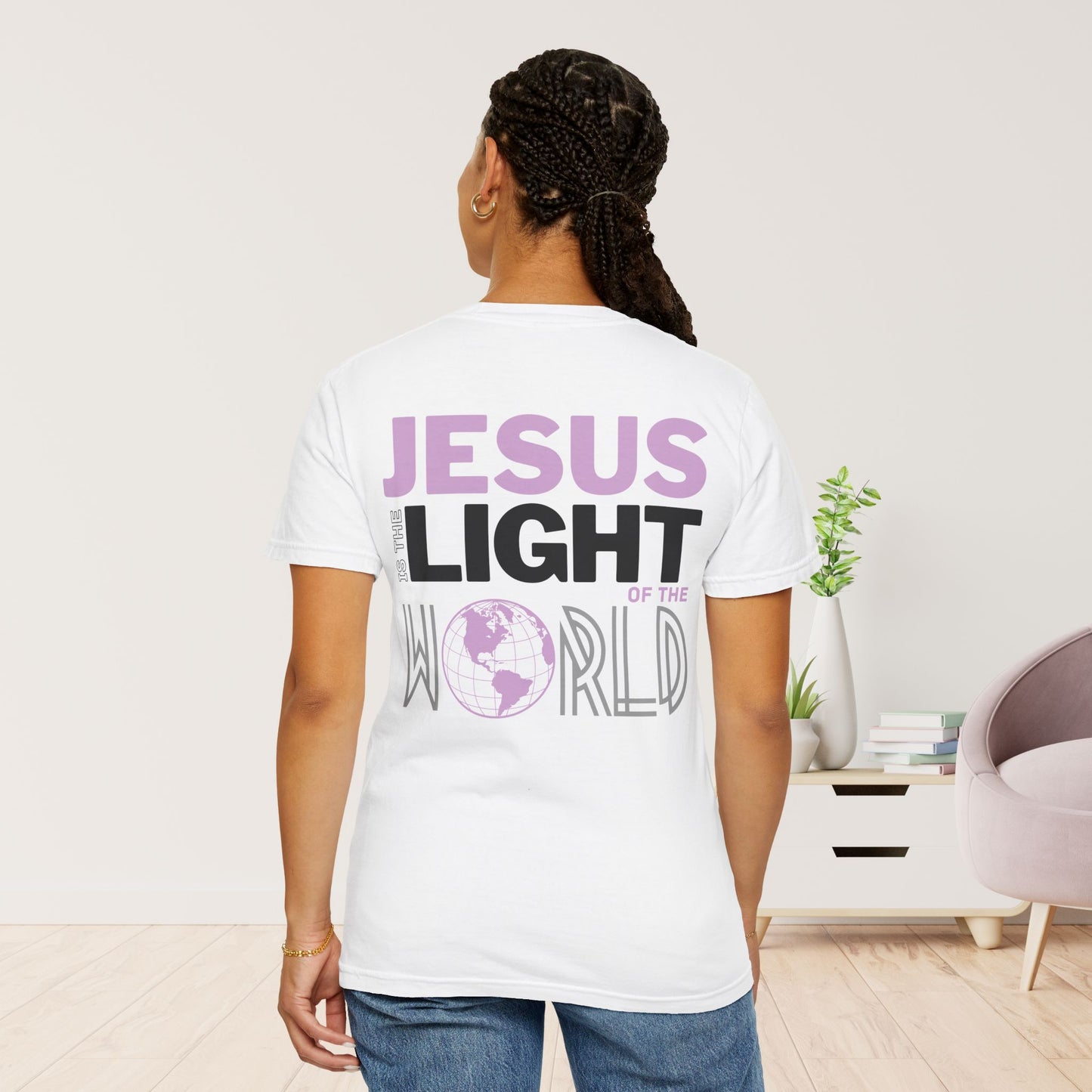 Jesus is the Light of the World Comfort Colors Shirt - John 8:12 Bible Verse Christian Shirt