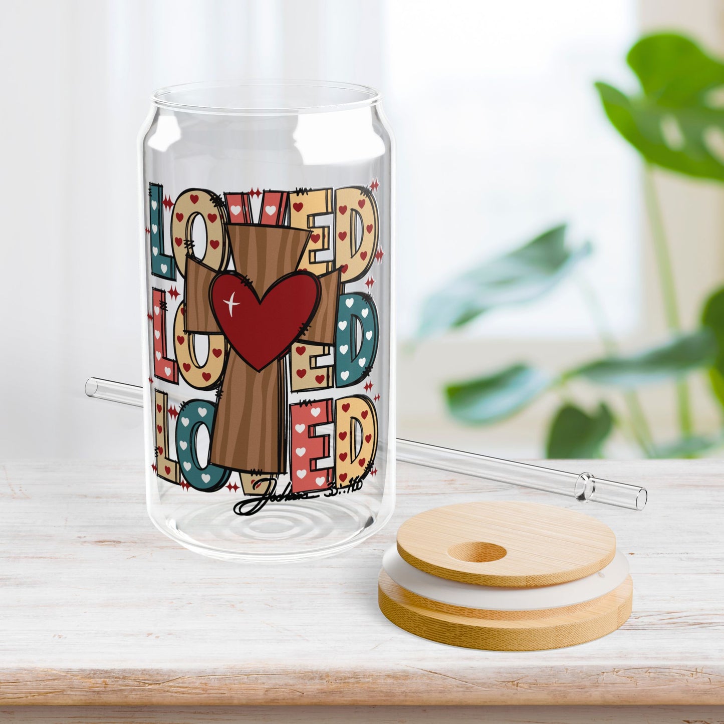 Loved Sipper Glass with Bamboo Lid & Straw - 16 oz