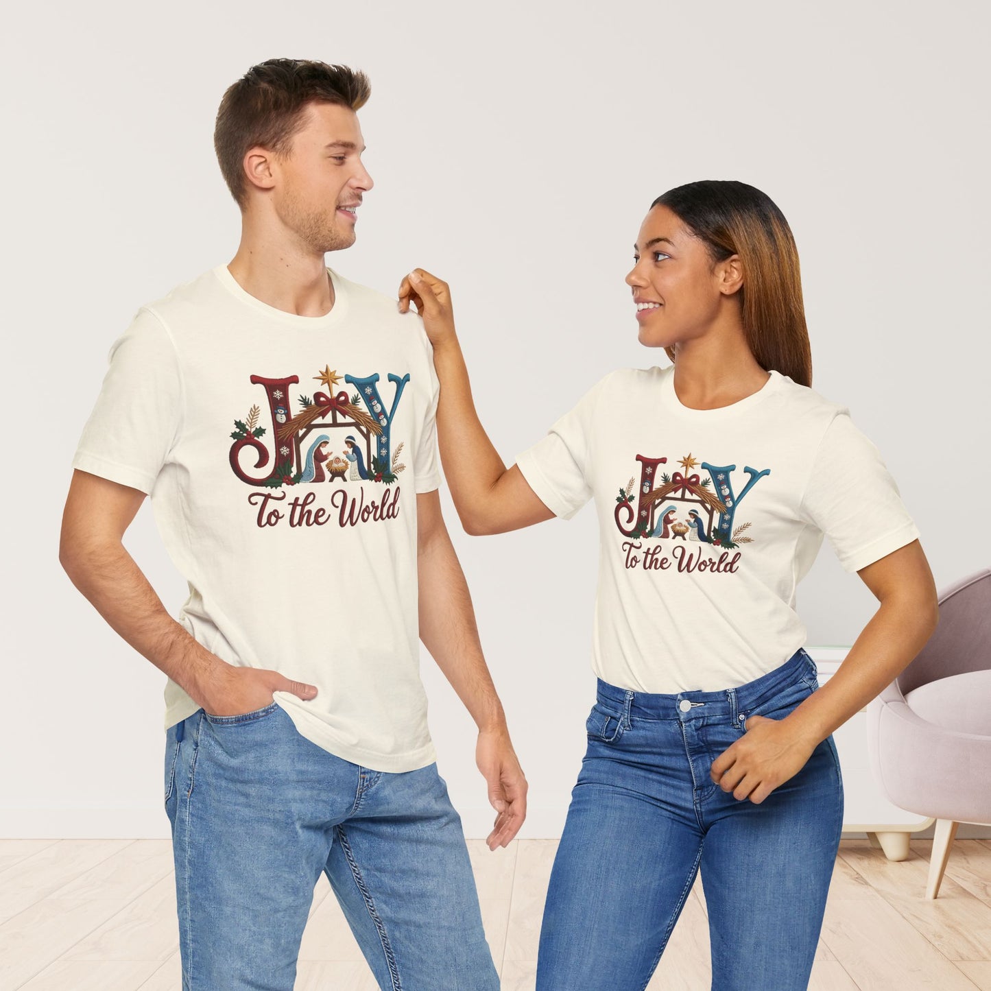 Joy to The World Soft Cotton Tee - Christian Christmas Shirt