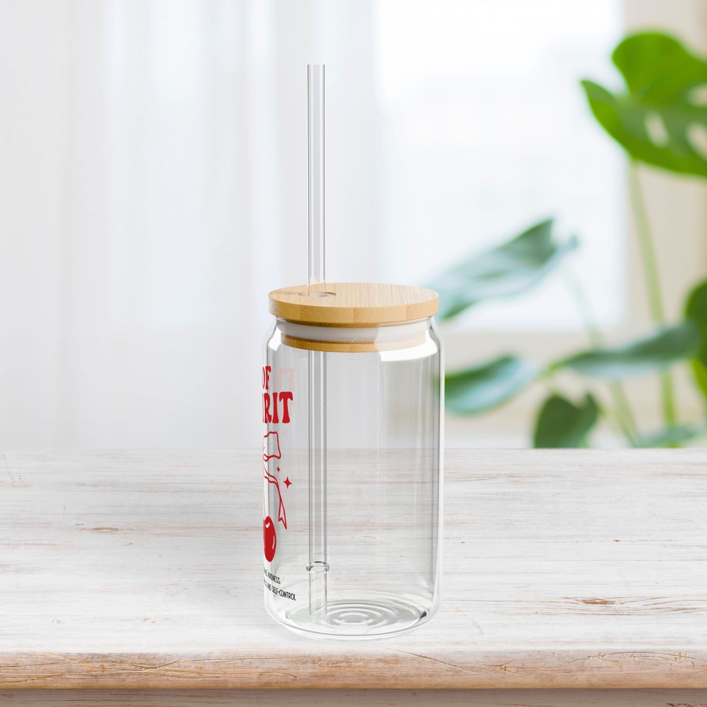 Fruit of the Spirit Sipper Glass with Bamboo Lid & Straw - 16 oz
