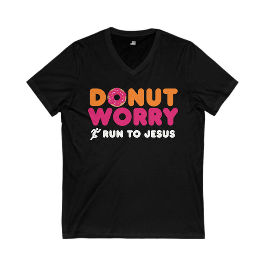 Donut Worry Run to Jesus V-Neck Tee