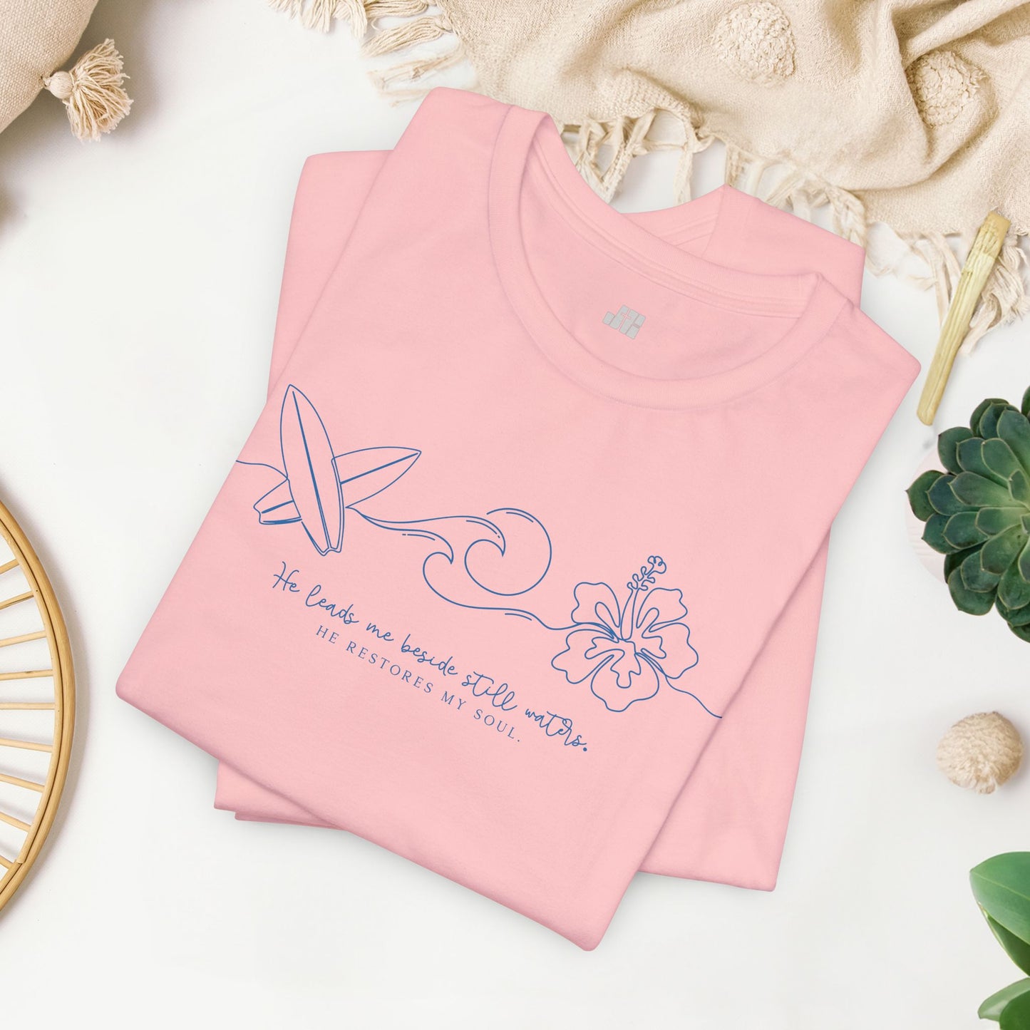 He Leads Me Beside Still Waters Soft Cotton Tee