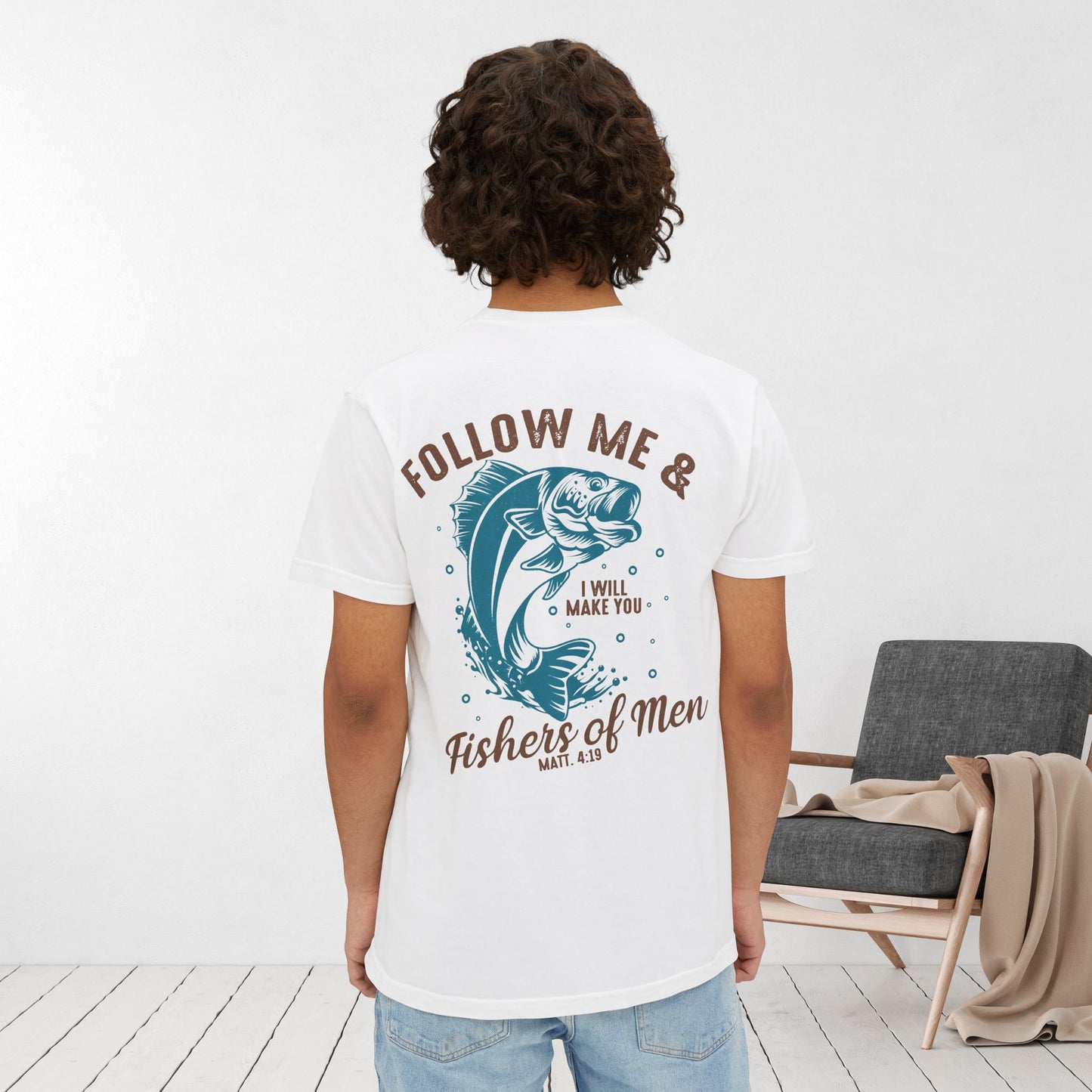 Follow Me & I Will Make You Fishers of Men Comfort Colors Pocket T-Shirt