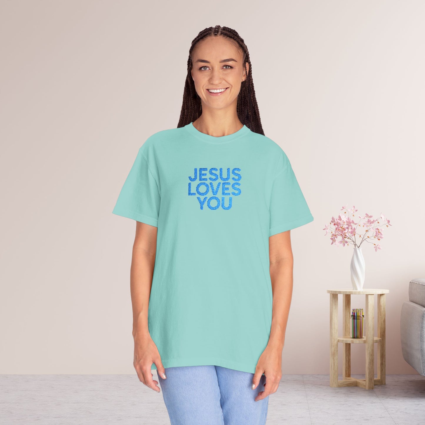 Jesus Loves You Embroidered Comfort Colors Shirt
