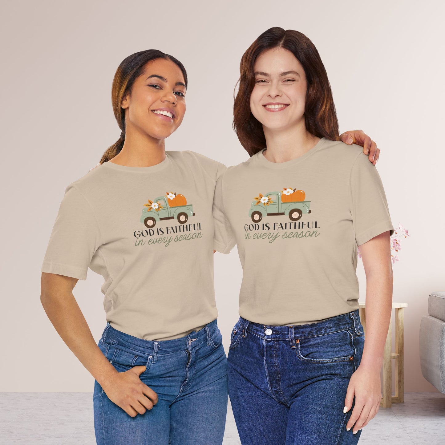 God is Faithful in Every Season Soft Cotton Tee - Fall Christian Tee