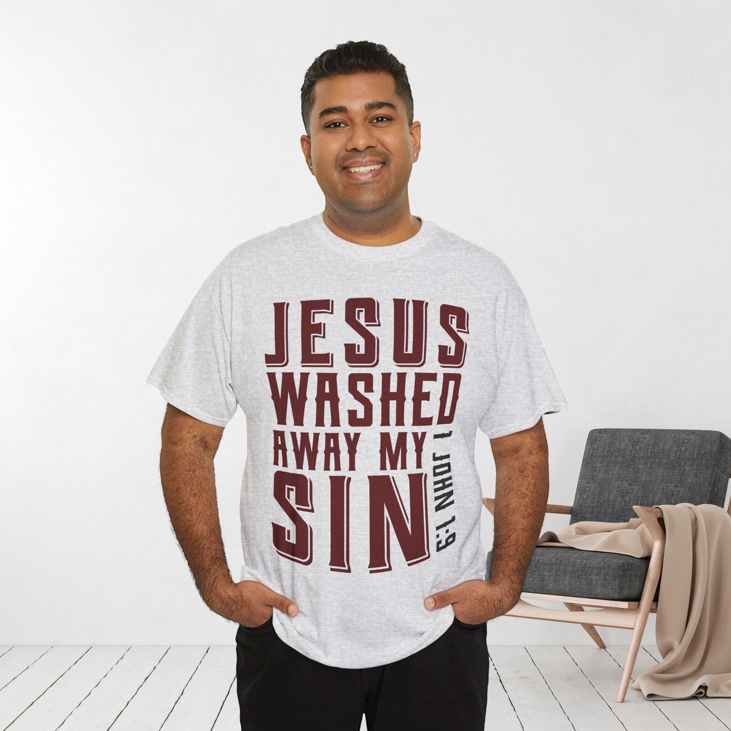 Jesus Washed Away My Sin Heavy Cotton Tee