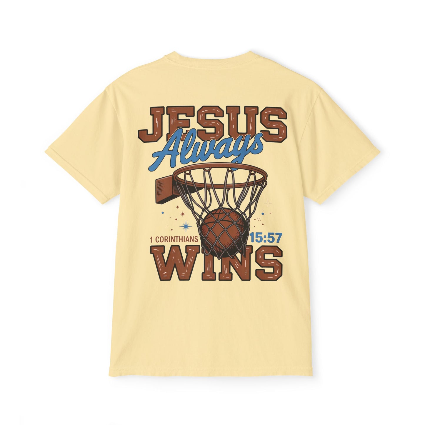 Jesus Always Wins Comfort Colors Pocket T-Shirt