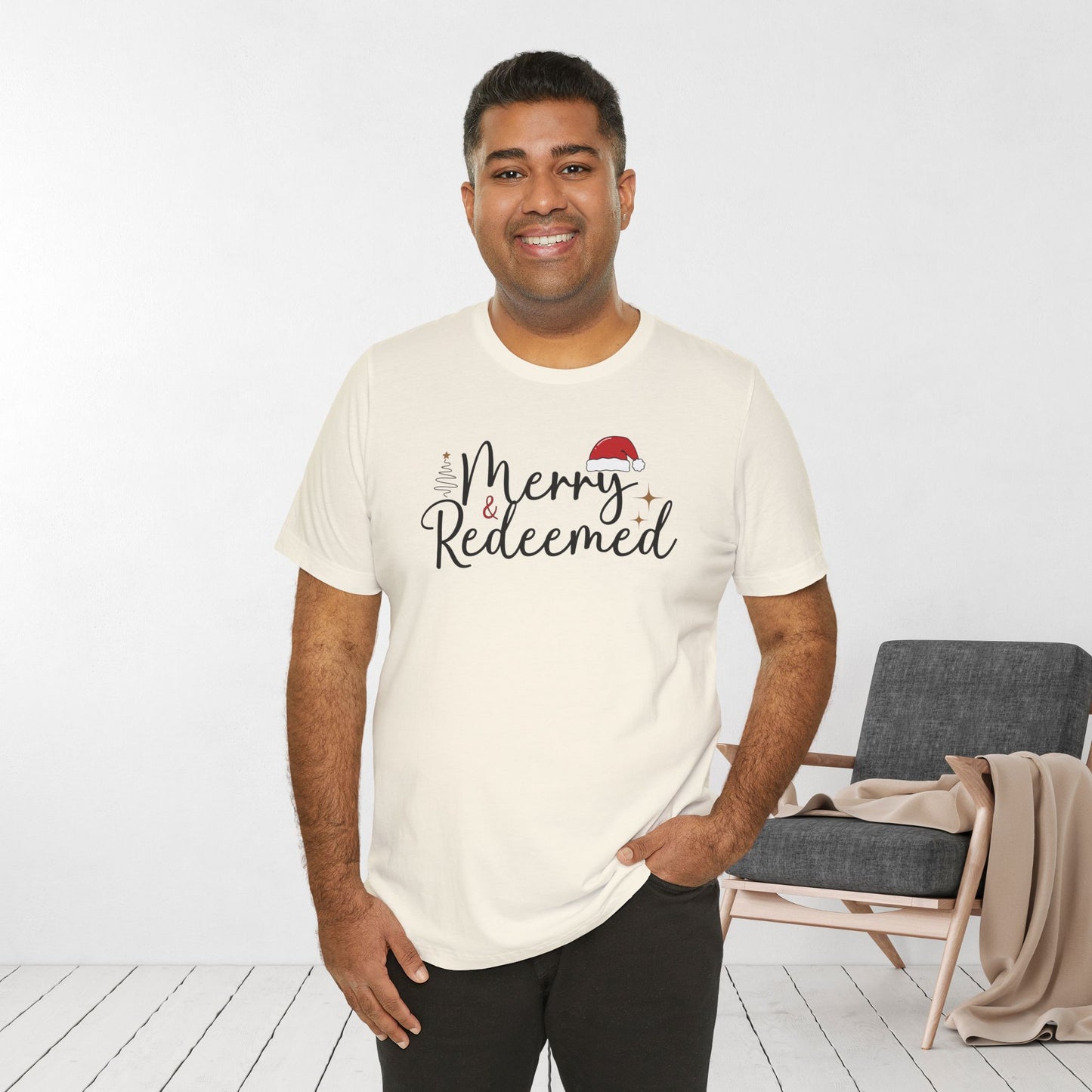 Merry & Redeemed Soft Cotton Tee - Christian Christmas Shirt