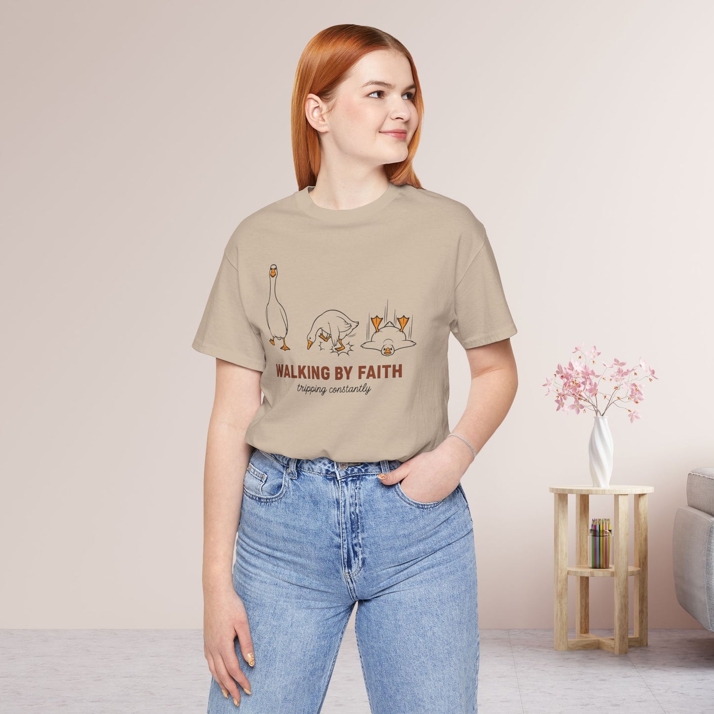 Walking By Faith Tripping Constantly Soft Cotton Tee
