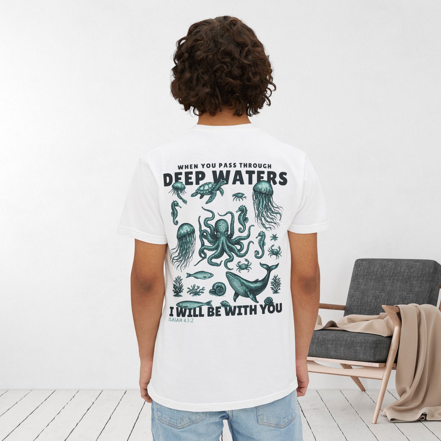 When You Pass Through Deep Water I Will Be With You Comfort Colors Pocket T-Shirt
