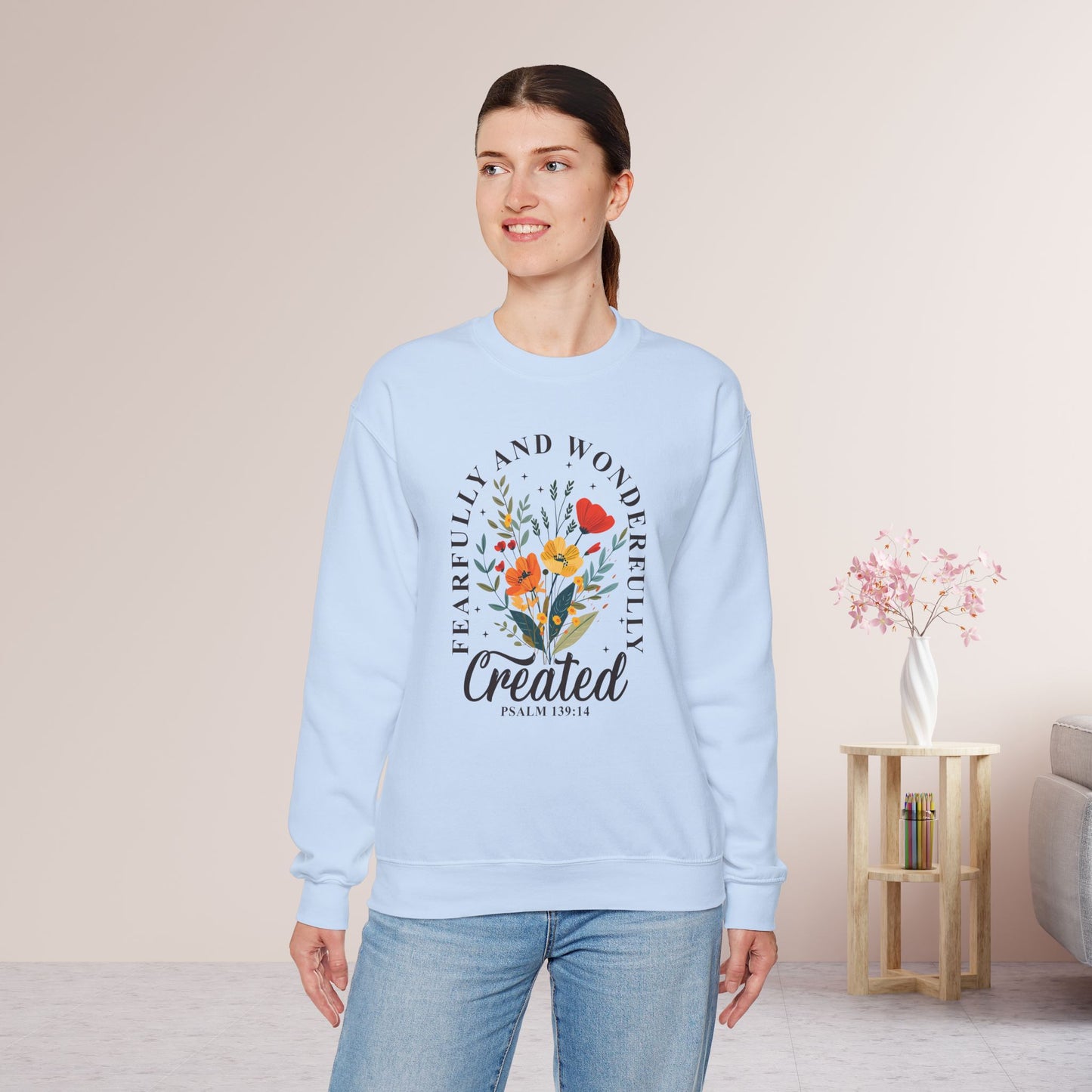 Fearfully and Wonderfully Created Psalm 139:14 Sweatshirt - Christian Mom Sweatshirt