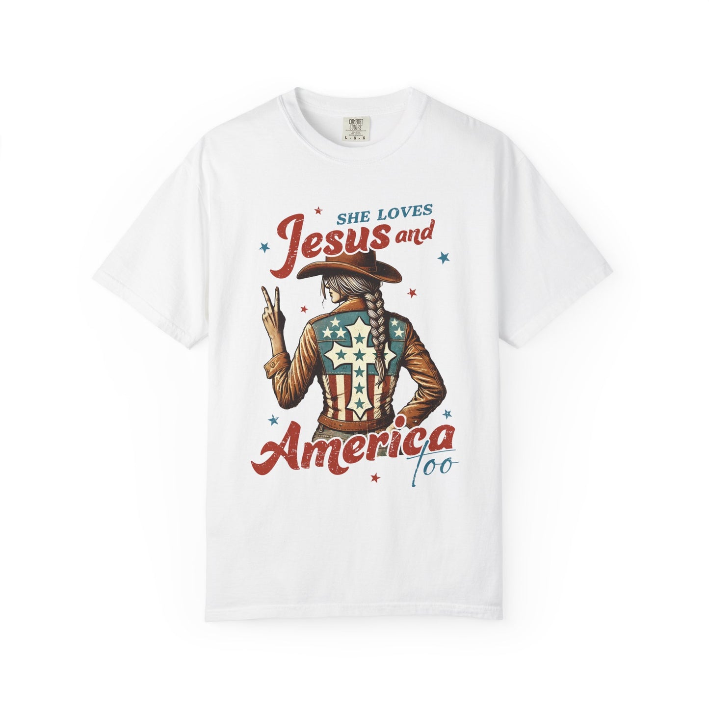 She Loves Jesus and America Too Comfort Colors Shirt