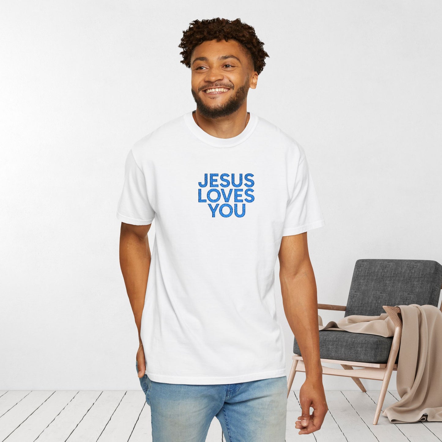 Jesus Loves You Embroidered Comfort Colors Shirt