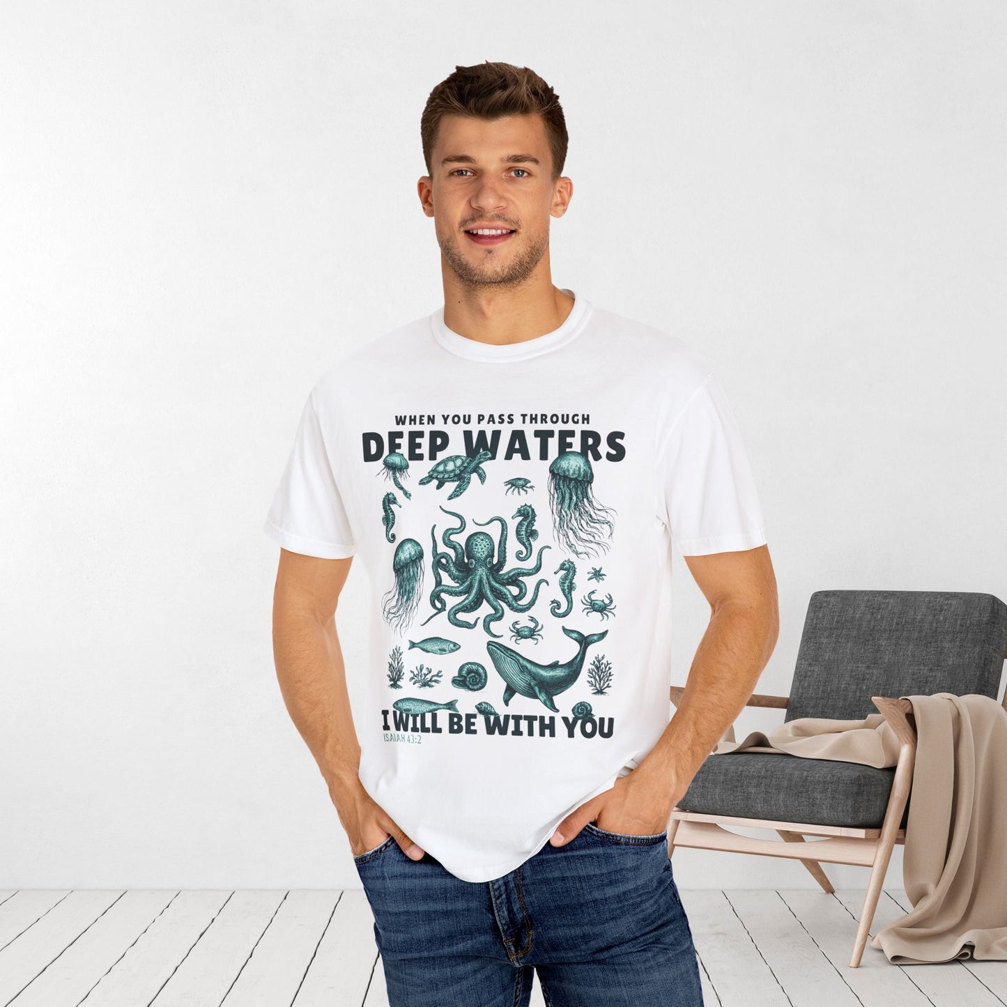 When You Pass Through Deep Waters I Will Be With You Comfort Colors Shirt