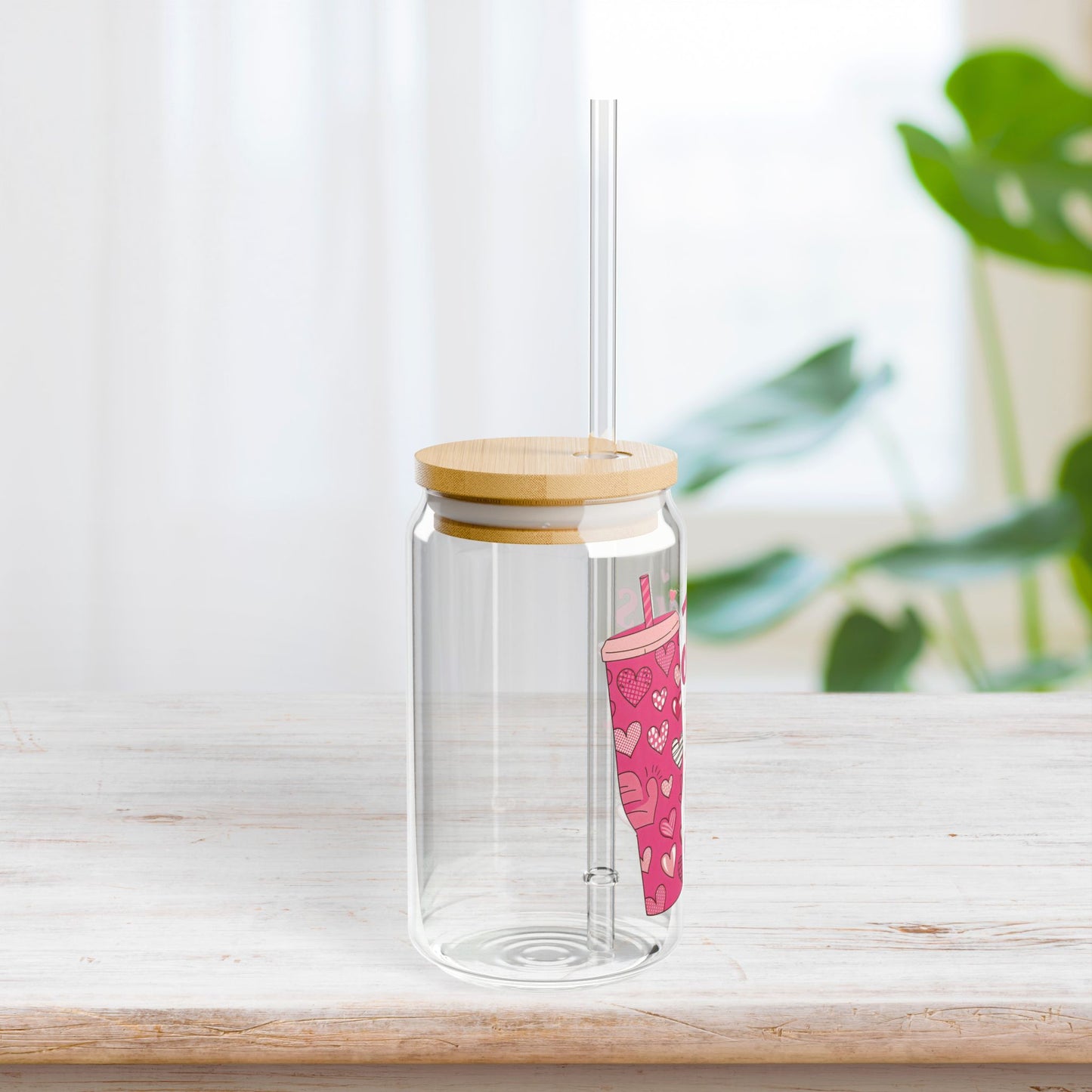 Jesus Fills My Cup Sipper Glass with Bamboo Lid & Straw - 16 oz