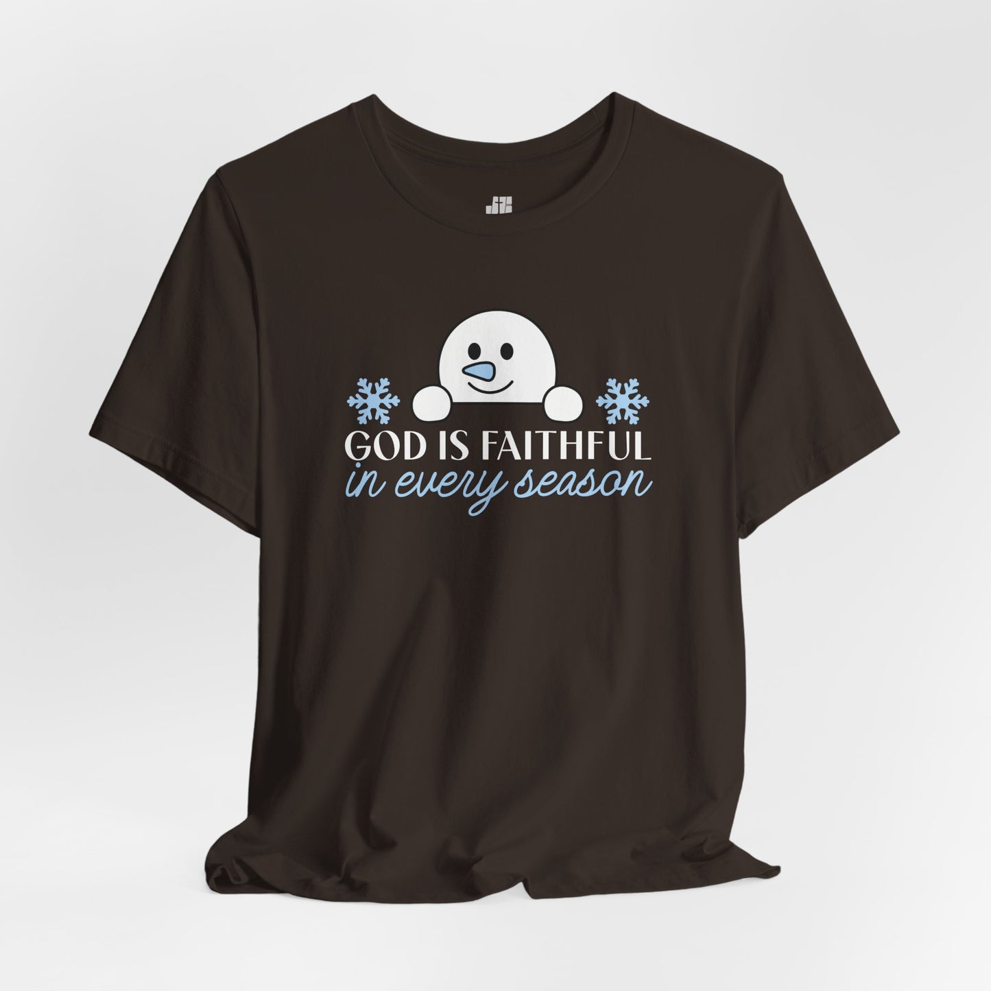 God is Faithful in Every Season Soft Cotton Tee - Christian Christmas Shirt