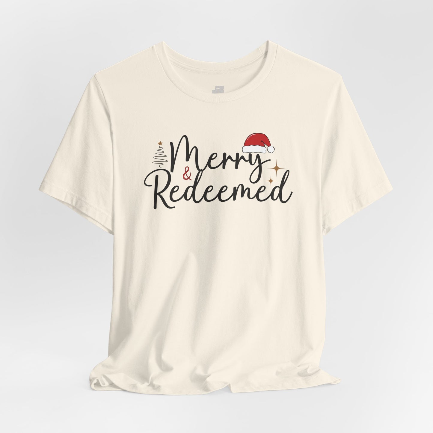 Merry & Redeemed Soft Cotton Tee - Christian Christmas Shirt