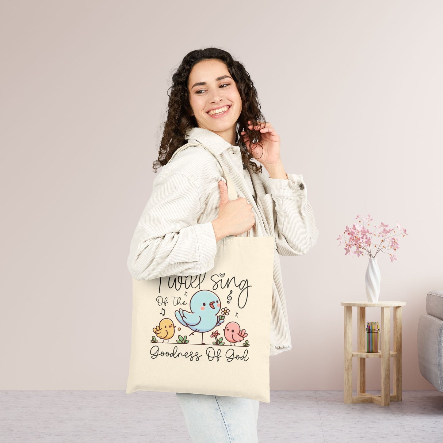 I Will Sing of the Goodness of God Canvas Tote Bag