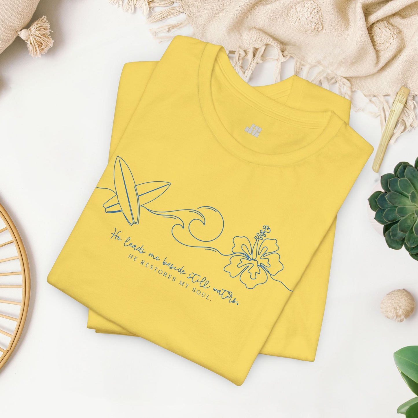 He Leads Me Beside Still Waters Soft Cotton Tee