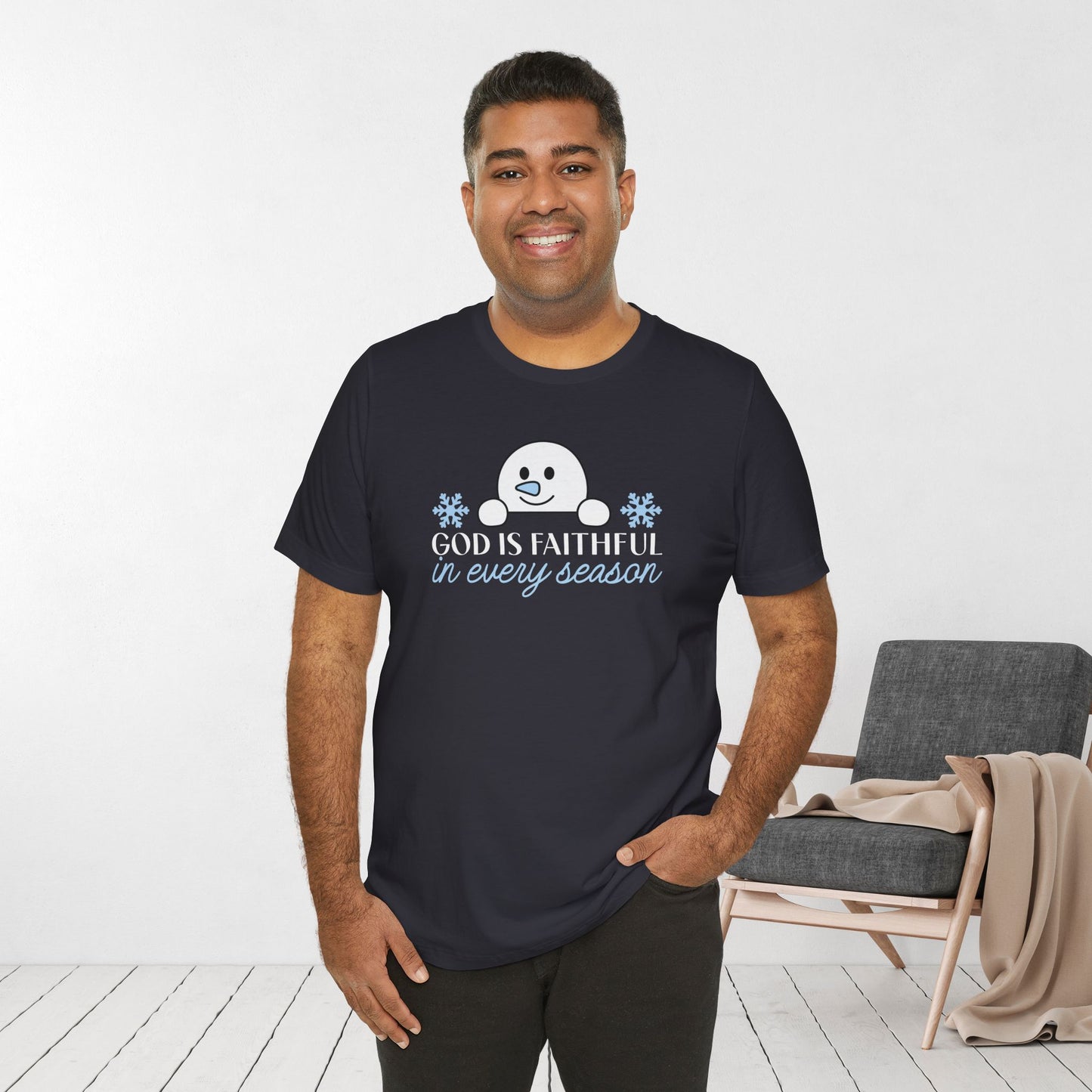 God is Faithful in Every Season Soft Cotton Tee - Christian Christmas Shirt