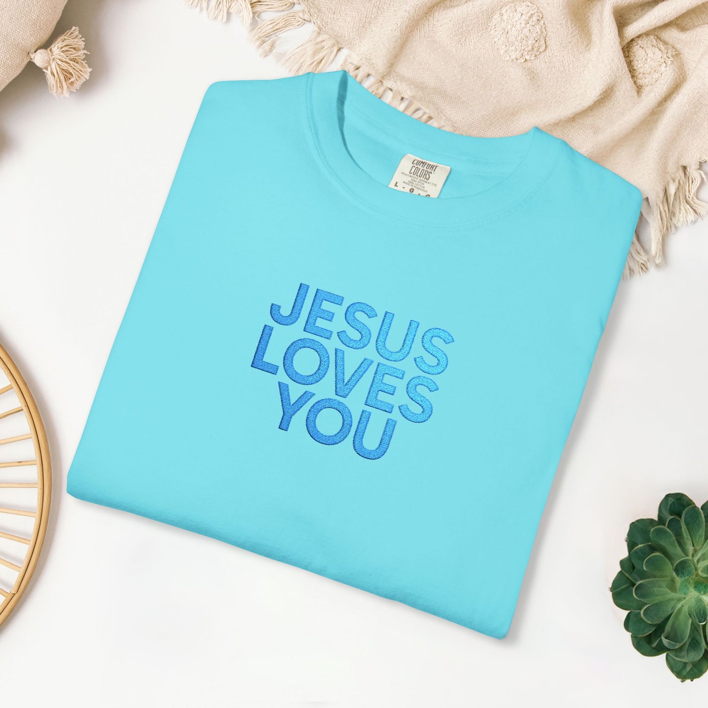 Jesus Loves You Embroidered Comfort Colors Shirt