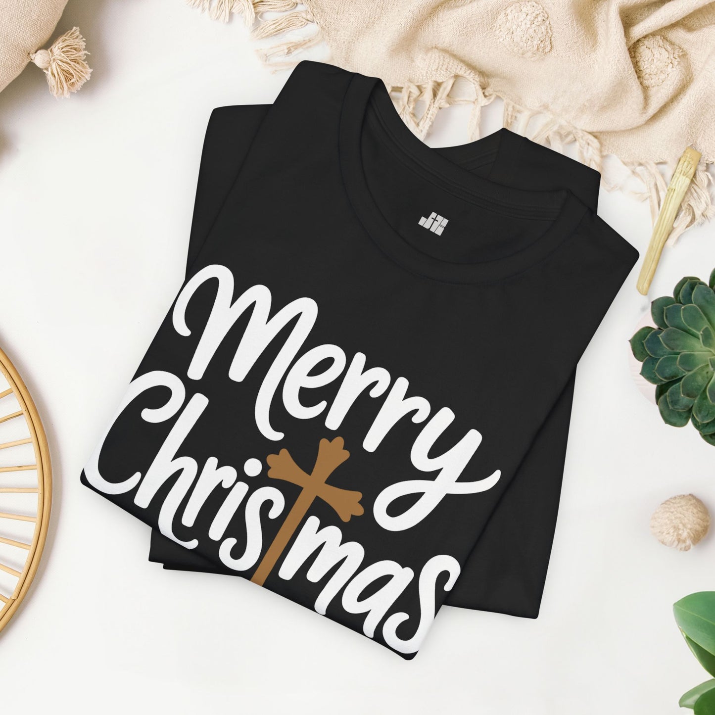 Merry Christmas Soft Cotton Tee - Christian Christmas Shirt