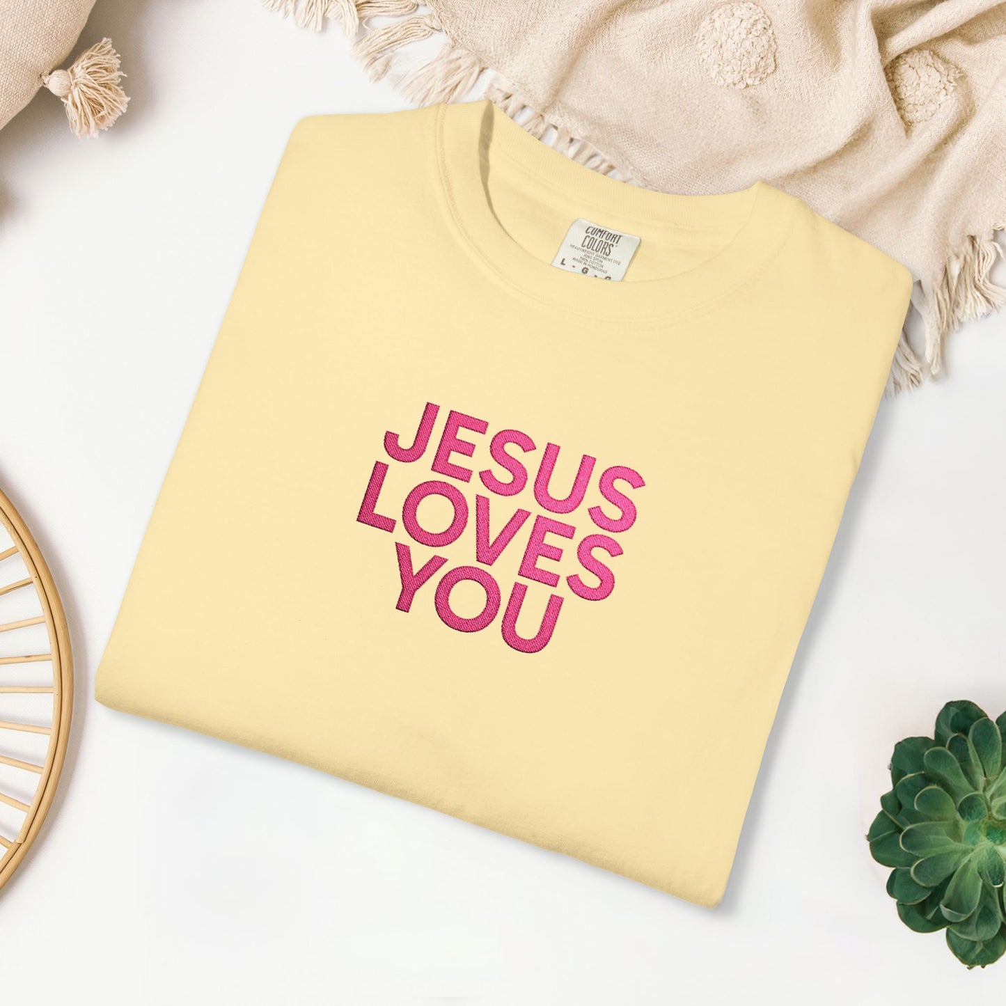 Jesus Loves You Embroidered Comfort Colors Shirt