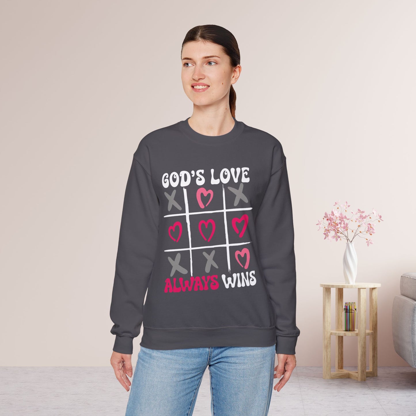 God's Love Always Wins Sweatshirt - Christian Crewneck Pullover