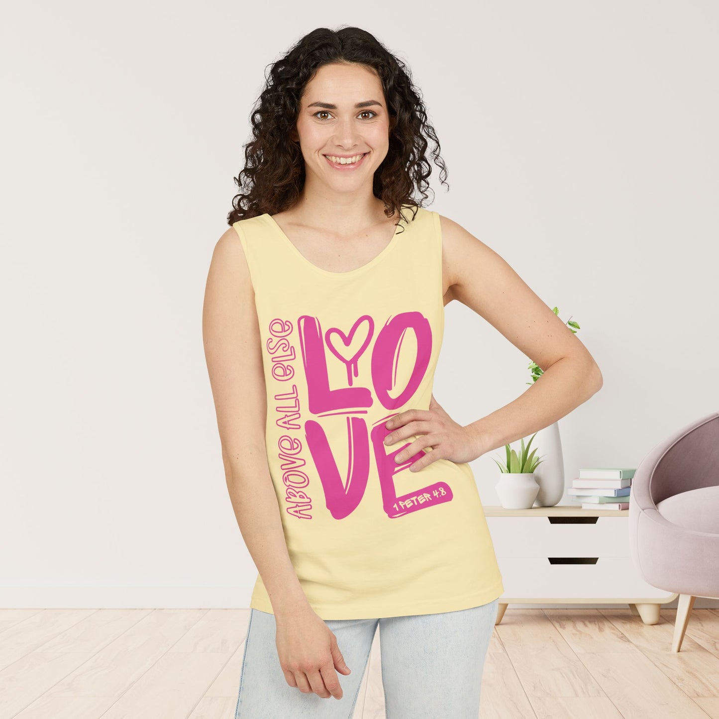 Above All Else Love Comfort Colors Garment-Dyed Tank Top