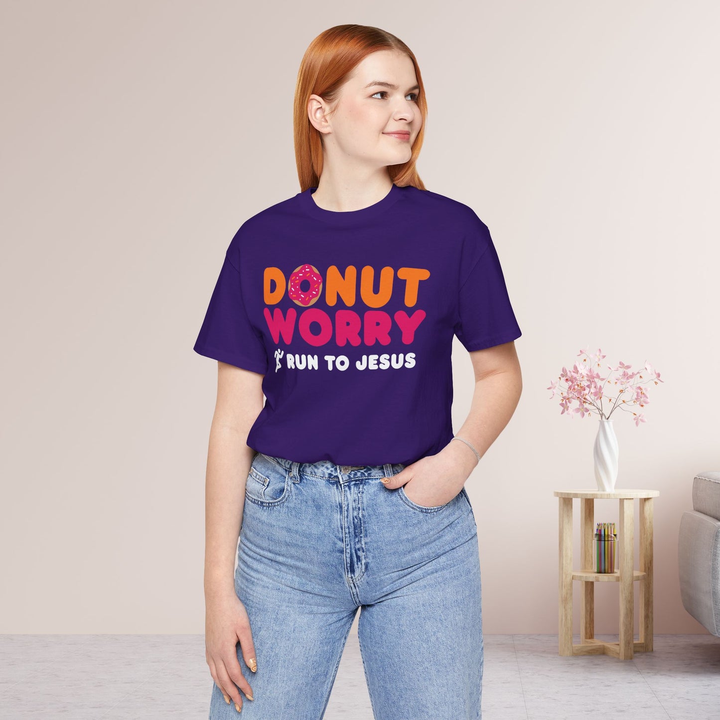 Donut Worry Run to Jesus Soft Cotton Tee