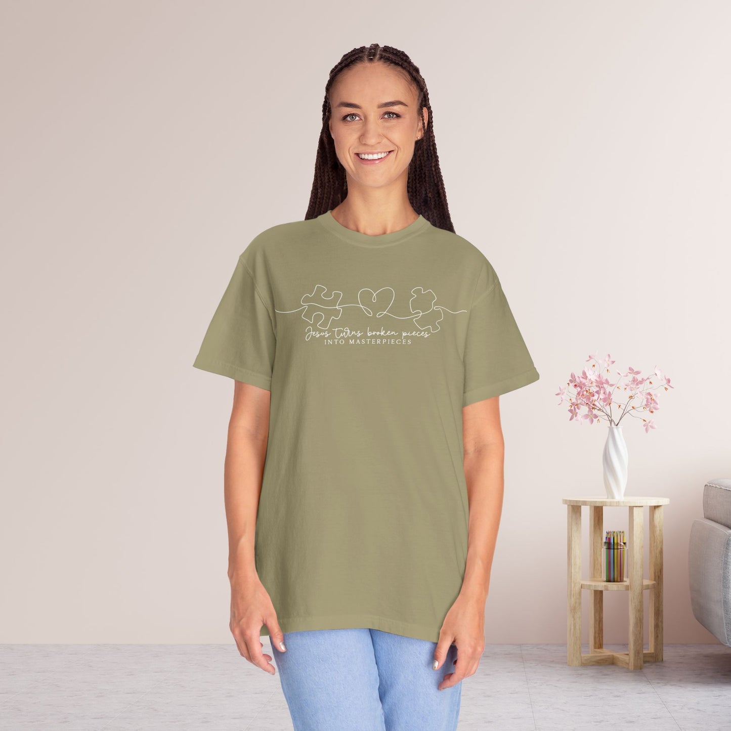Jesus Turns Broke Pieces Into Masterpieces Comfort Colors Shirt
