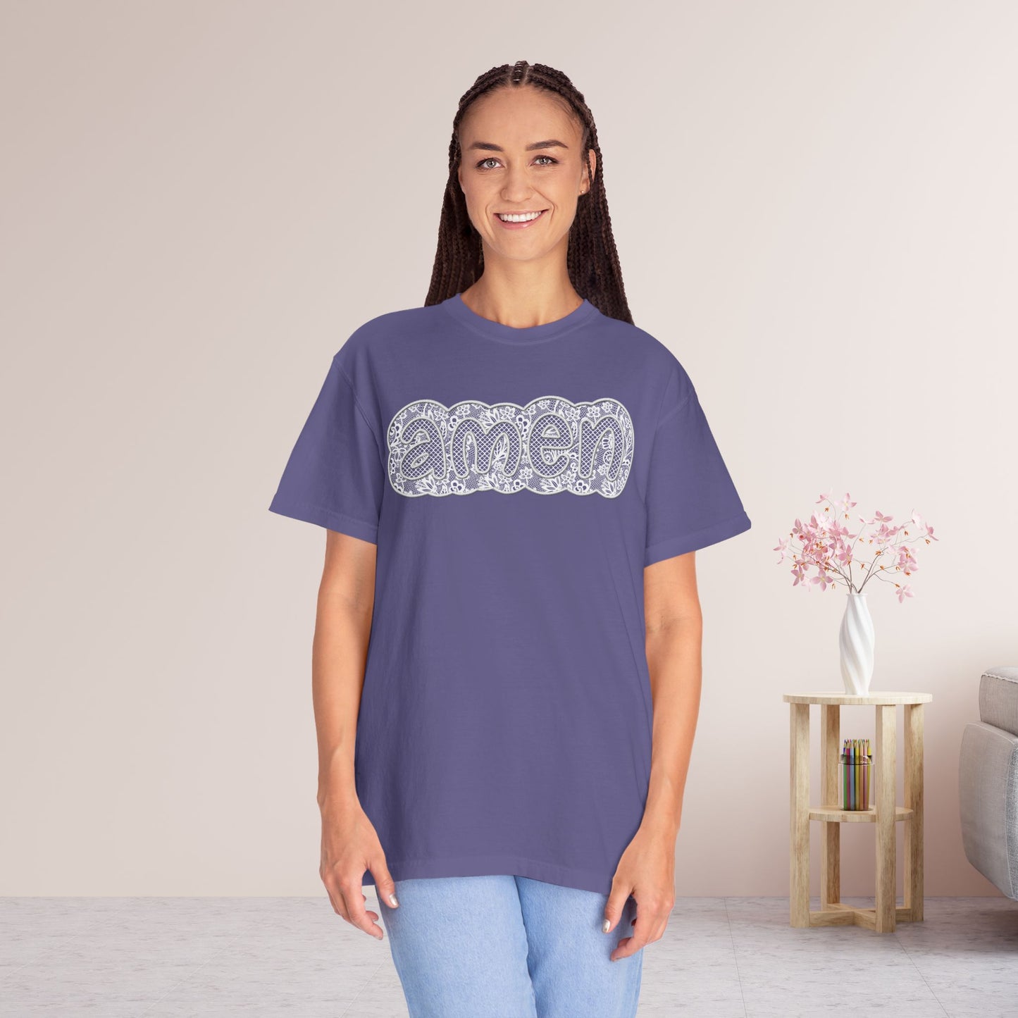 Amen Comfort Colors Shirt - Printed Lace Design