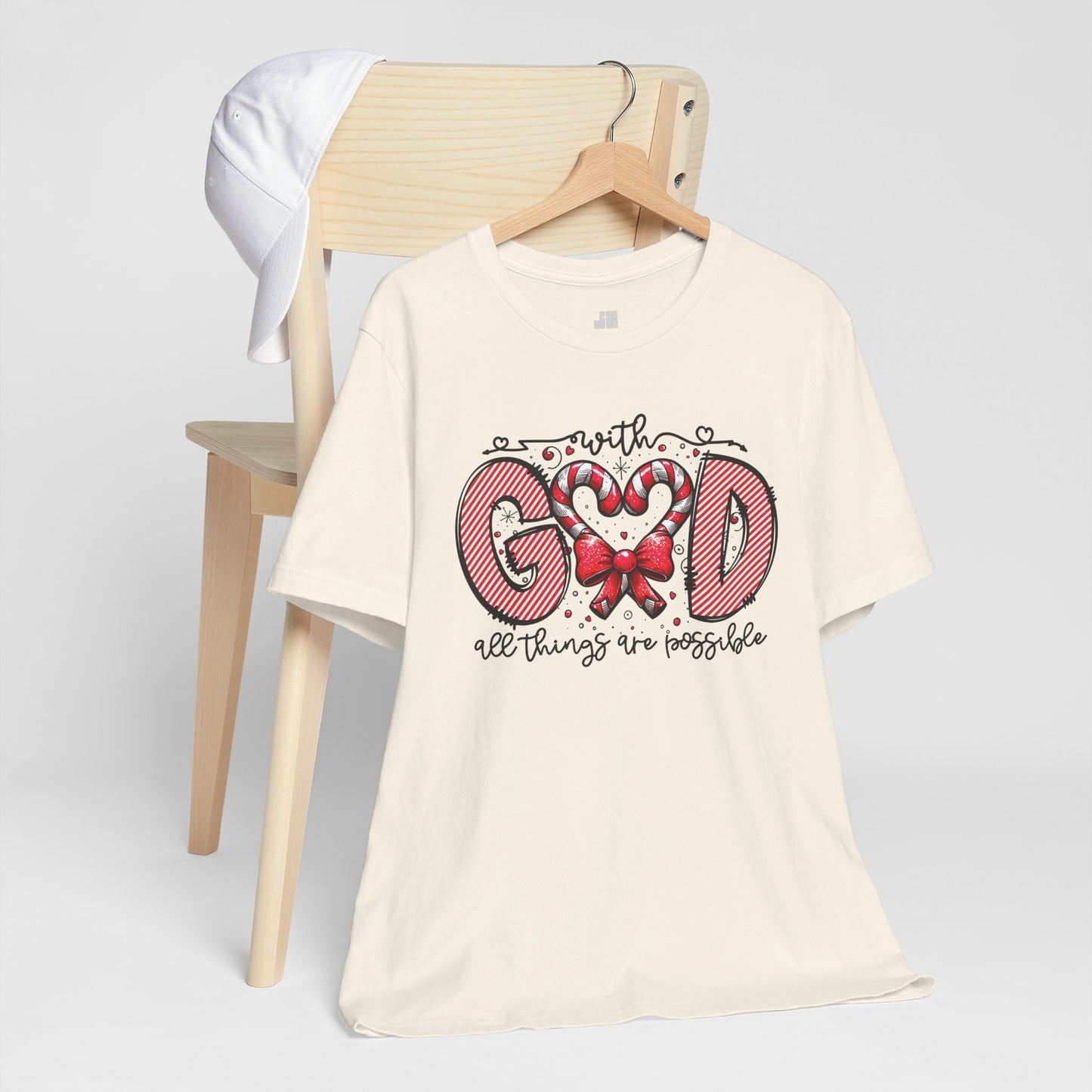 With God All Things Are Possible Christmas Soft Cotton Tee - Christian Shirt
