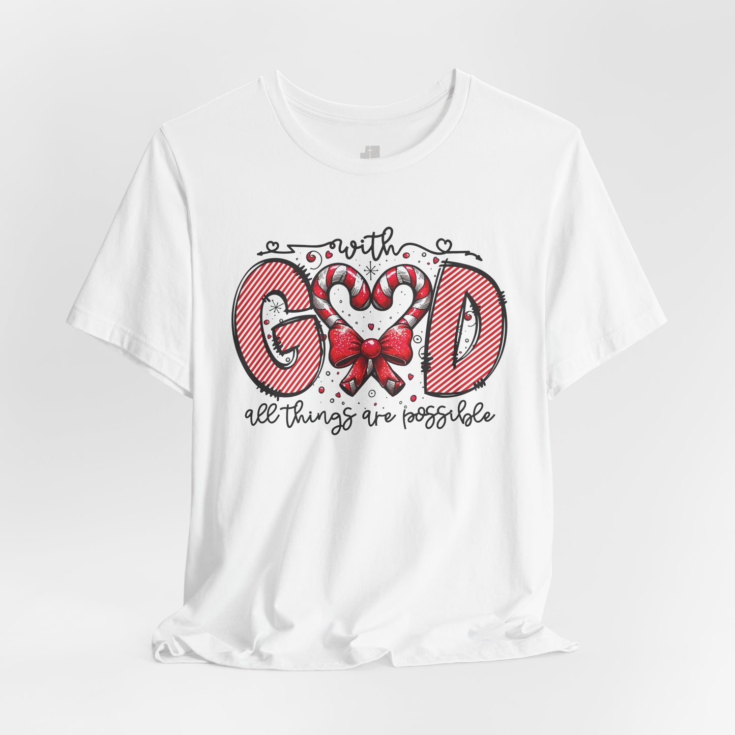 With God All Things Are Possible Christmas Soft Cotton Tee - Christian Shirt