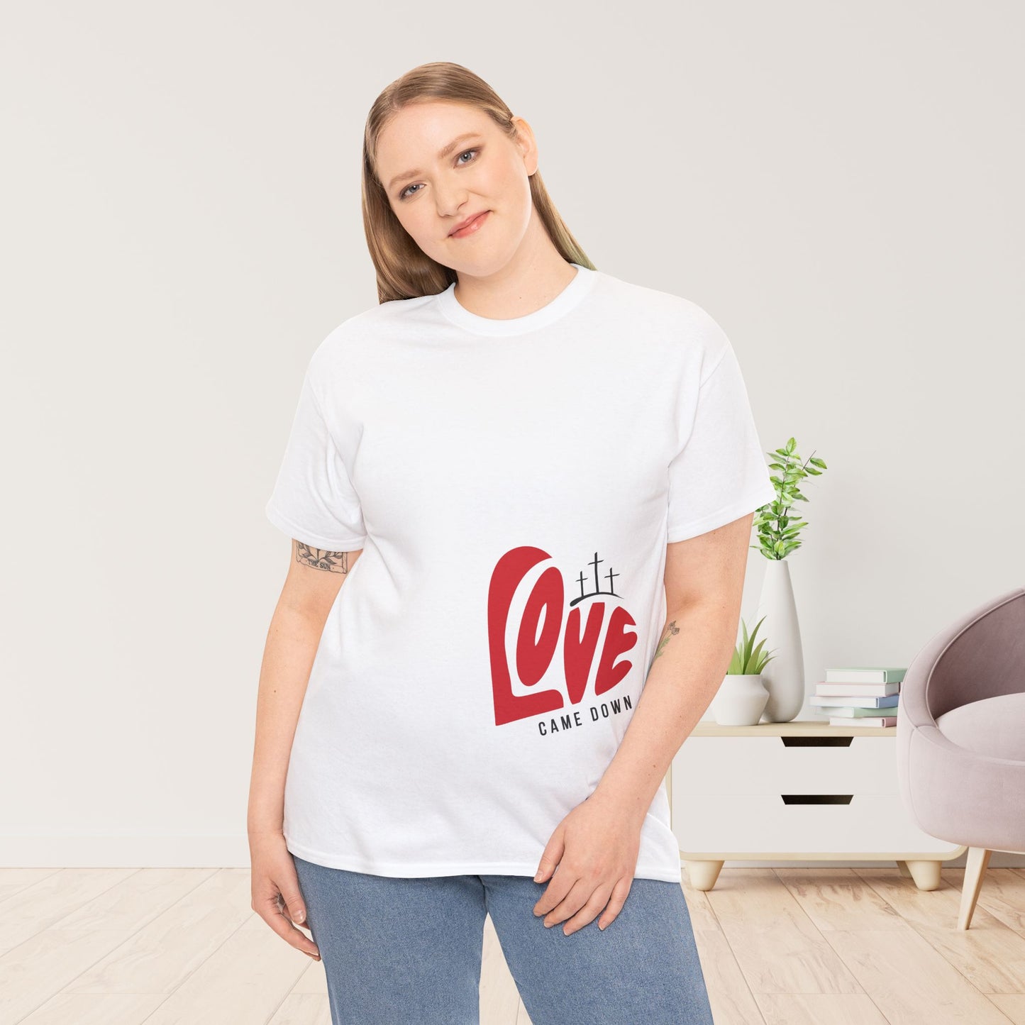 Love Came Down Heavy Cotton Tee - Luke 2:11